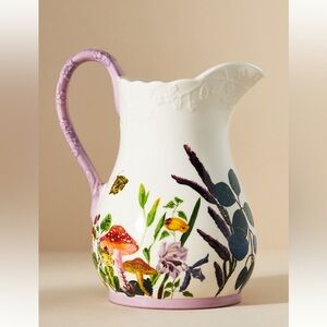 NWT Anthropologie Nathalie Lete Marais Handpainted Stoneware Pitcher